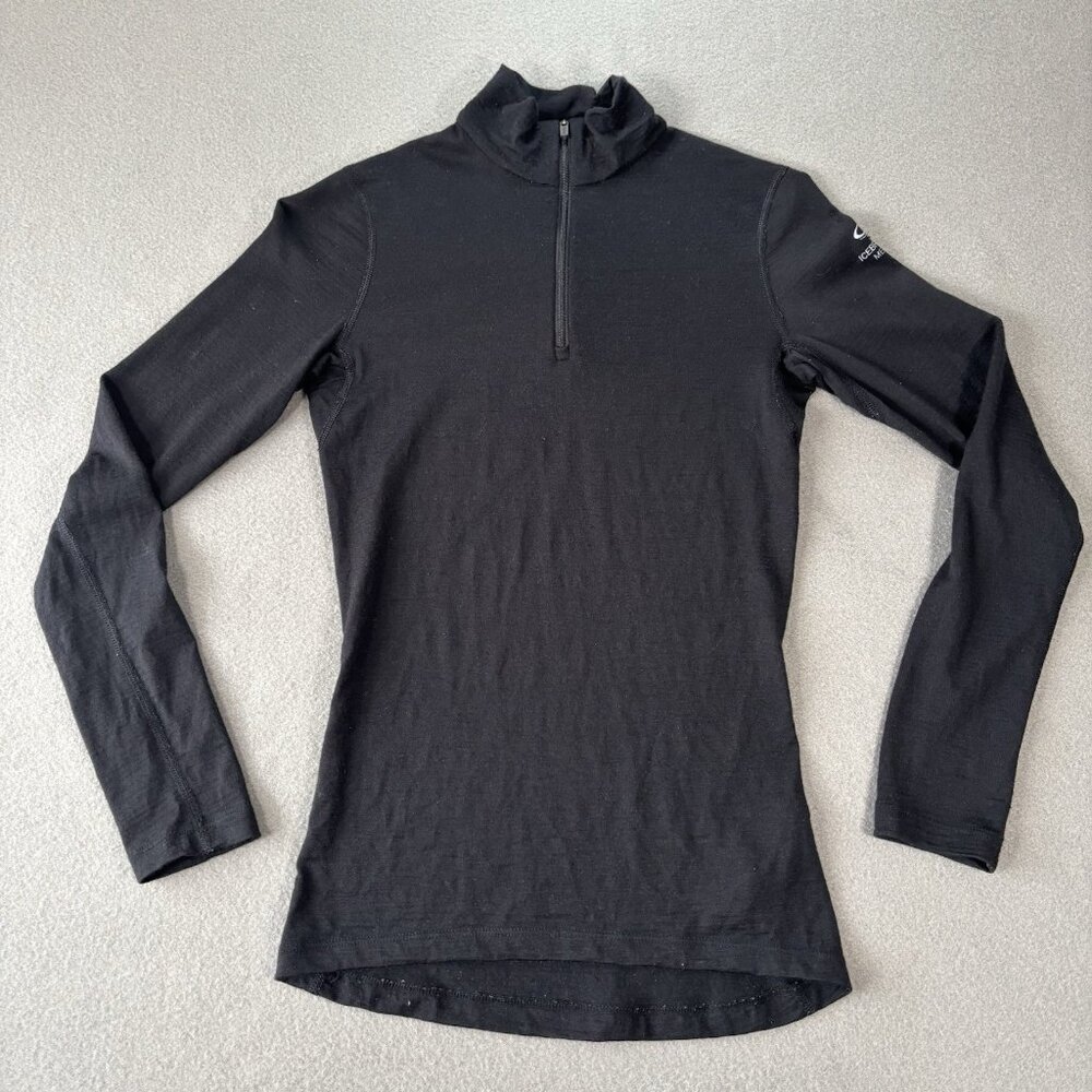 Icebreaker 200 BodyFit Merino Wool Half-Zip Long Sleeve Black Top XS Women’s